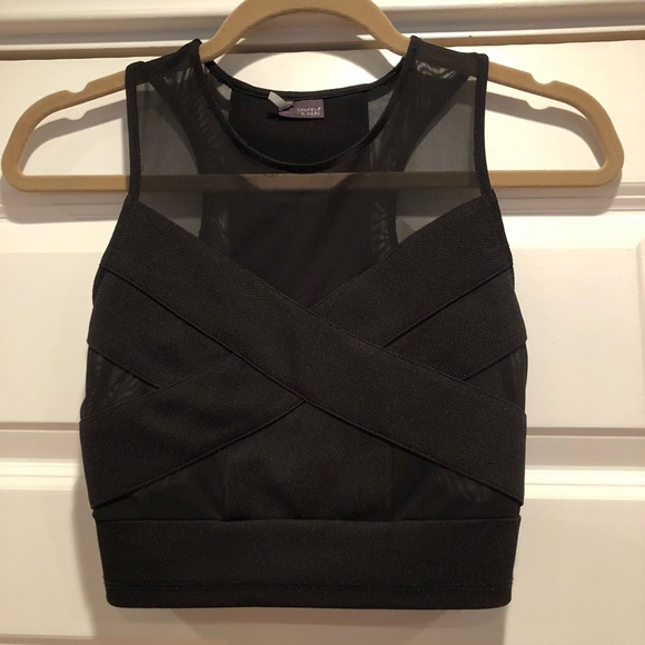 Tops - Urban black mesh crop top